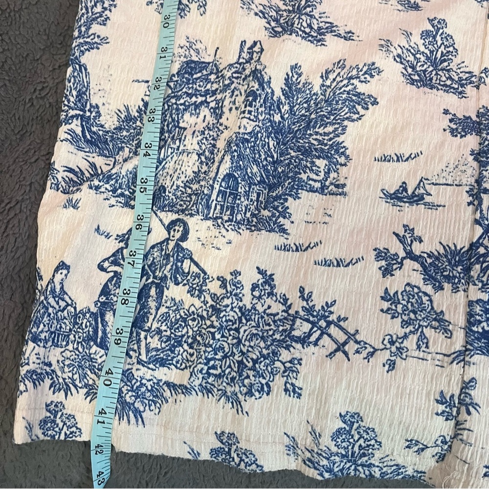 Cider Blue Toile Print Wide Leg Pants Cottagecore Size XL - Picture 6 of 9